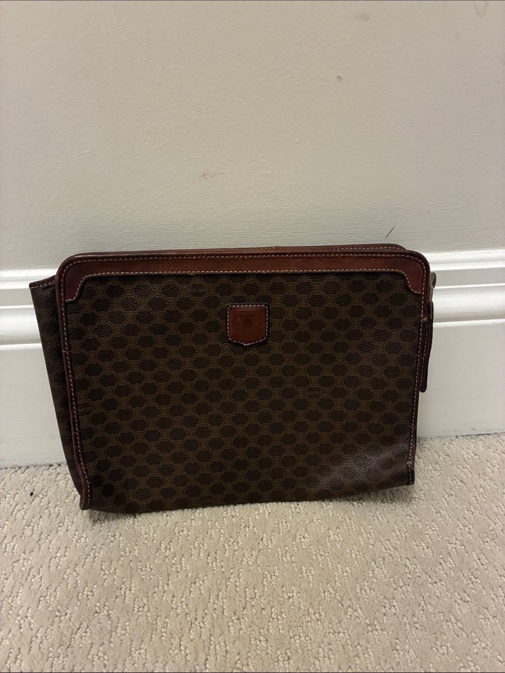 Vintage Celine Macadam Clutch Pouch Coated Canvas Brown 👝